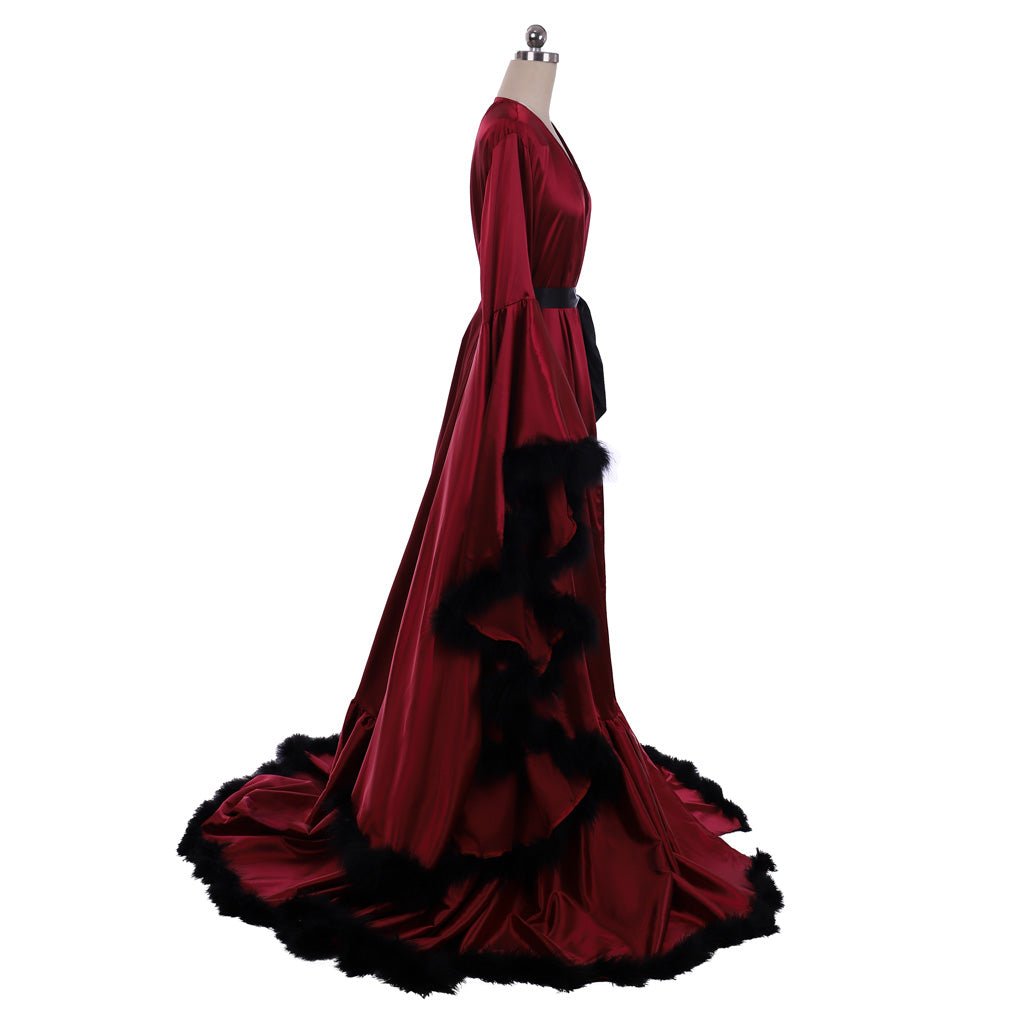 Pyjama Rétro Rouge Boudoir Nuptial pour Femmes - Robe de Soirée Élégante