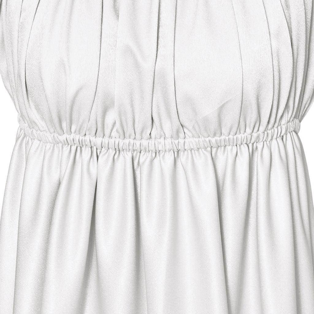 Robe Empire Médiévale Traditionnelle - Costume Cosplay Bridgerton en Tissu Soie Argent Blanc