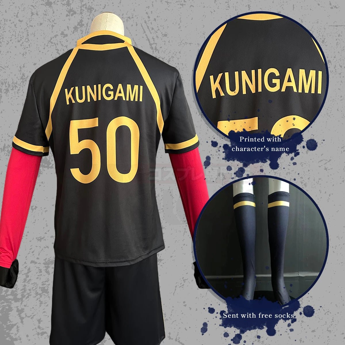 Costume Cosplay Kunigami Rensuke Blue Lock avec Perruque et Maillot de Football Bastard Munchen NO.50