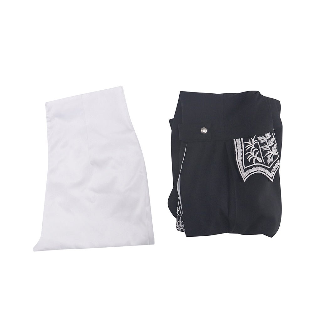 Costume de Prince Médiéval pour Homme - Veste et Pantalon Noir avec Garniture Argentée