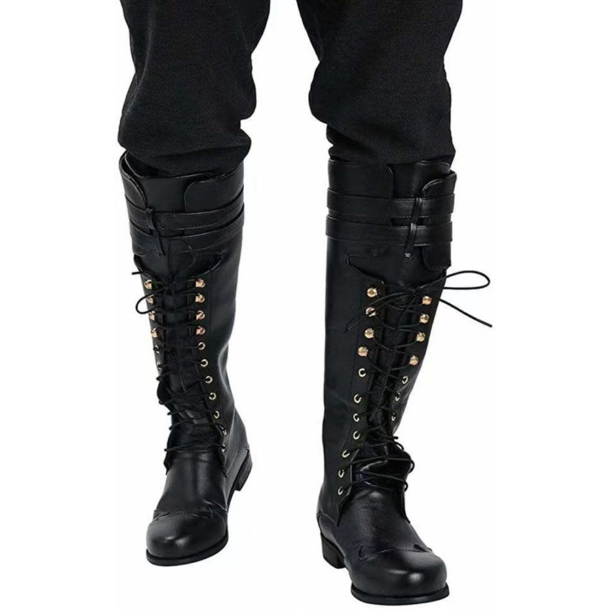 Bottes de Cosplay Steampunk Médiévales pour Hommes et Femmes, Chaussures Pirate en Cuir PU