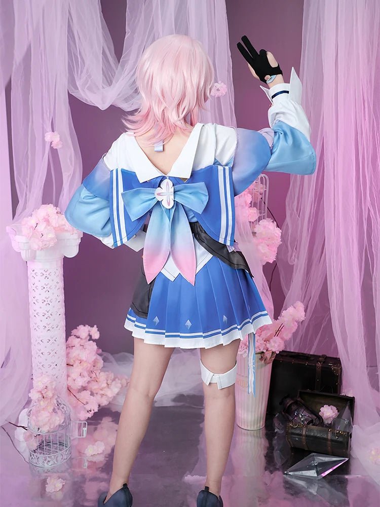 Costume Cosplay March 7th Honkai Star Rail Bleu Mignon Femme Robe Uniforme de Marin pour Halloween Carnaval Fête