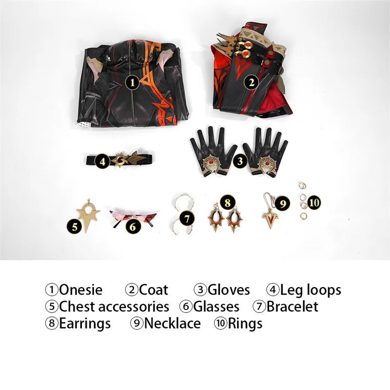 Costume Cosplay Archon Pyro Mavuika de Genshin Impact pour Femme - Ensemble Complet pour Fête d'Halloween