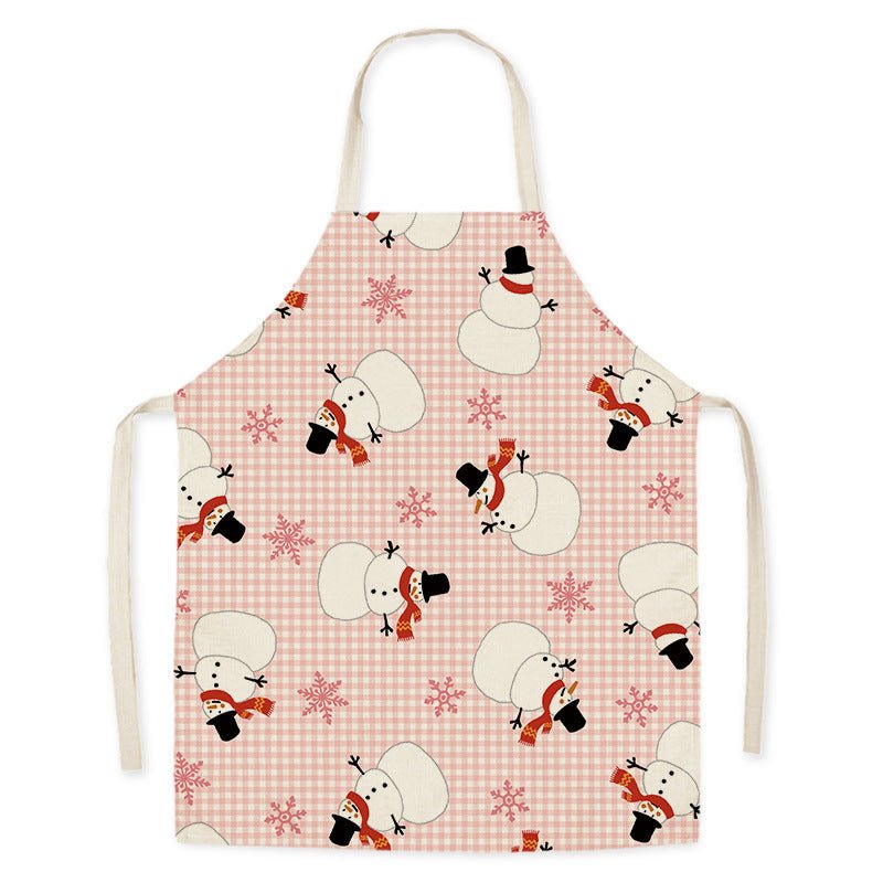 Tablier de cuisine anti-taches en lin pour Noël et Nouvel An, décoration pour adultes et enfants