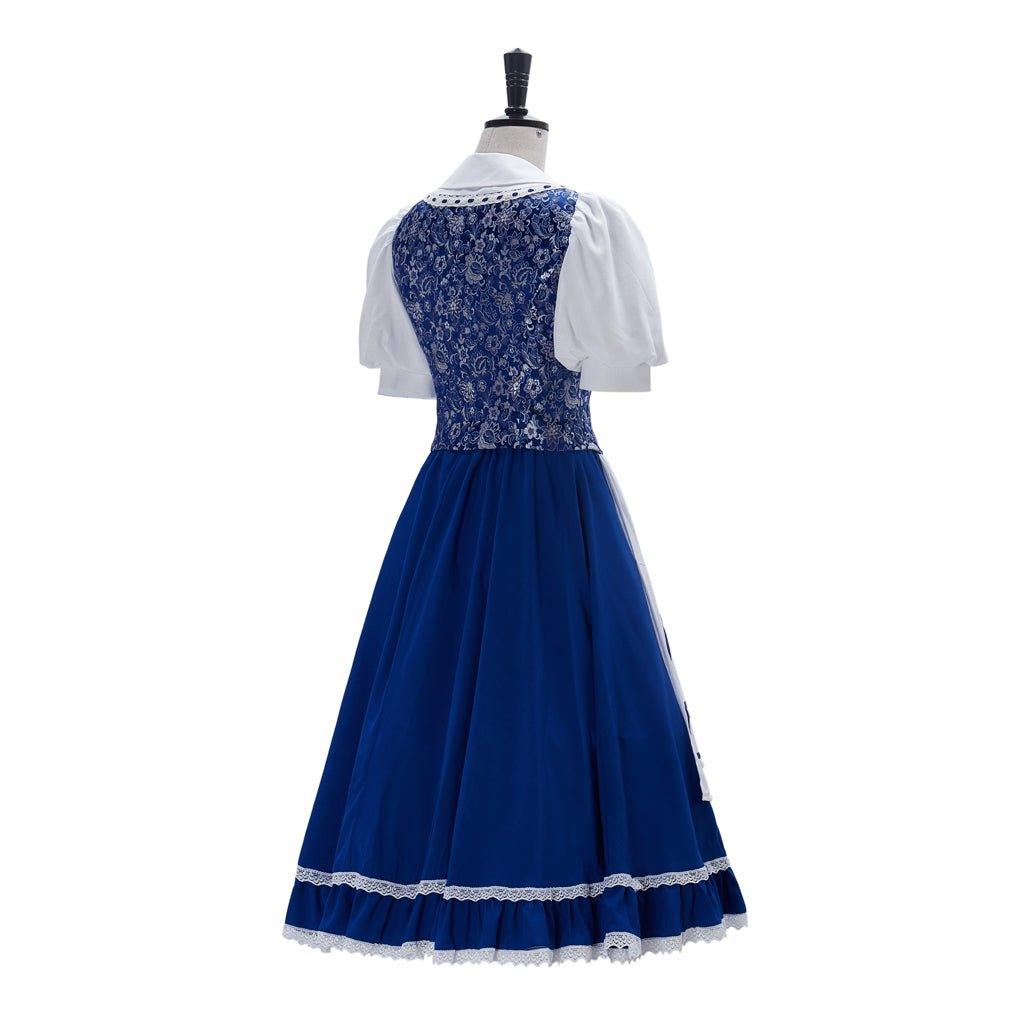 Costume Cosplay Princesse Belle - Robe Villageoise pour Femmes Robe de Servante Bleue