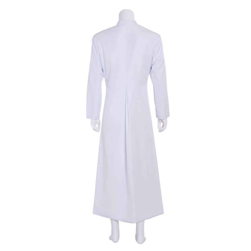 Robe de Clergé Homme Cassock Blanc Costume Prêtre avec Col Montant Vêtements Liturgiques