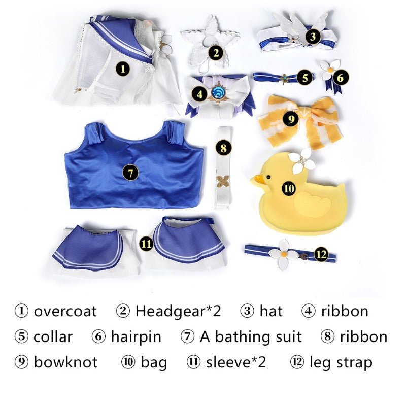 Costume Cosplay Barbara Maillot de Bain Genshin Impact avec Sac pour Été