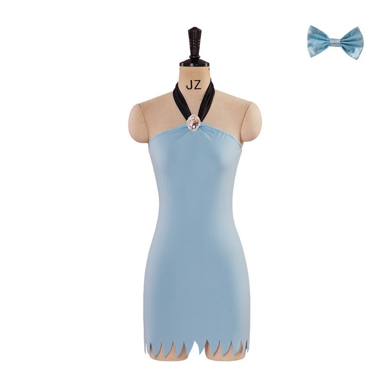 Costume Betty Rubble - Robe Mini Bleue pour Femmes | Tenue de Cosplay Flintstones