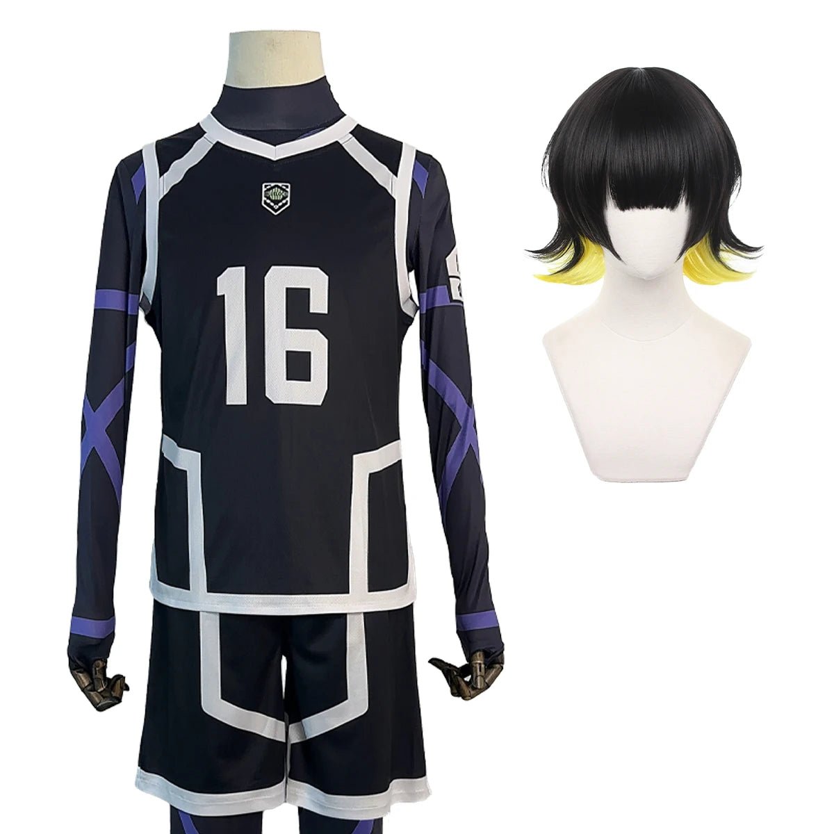 Costume Cosplay Bachira Blue Lock Saison 2 - Maillot d'Entraînement NO16, Perruque
