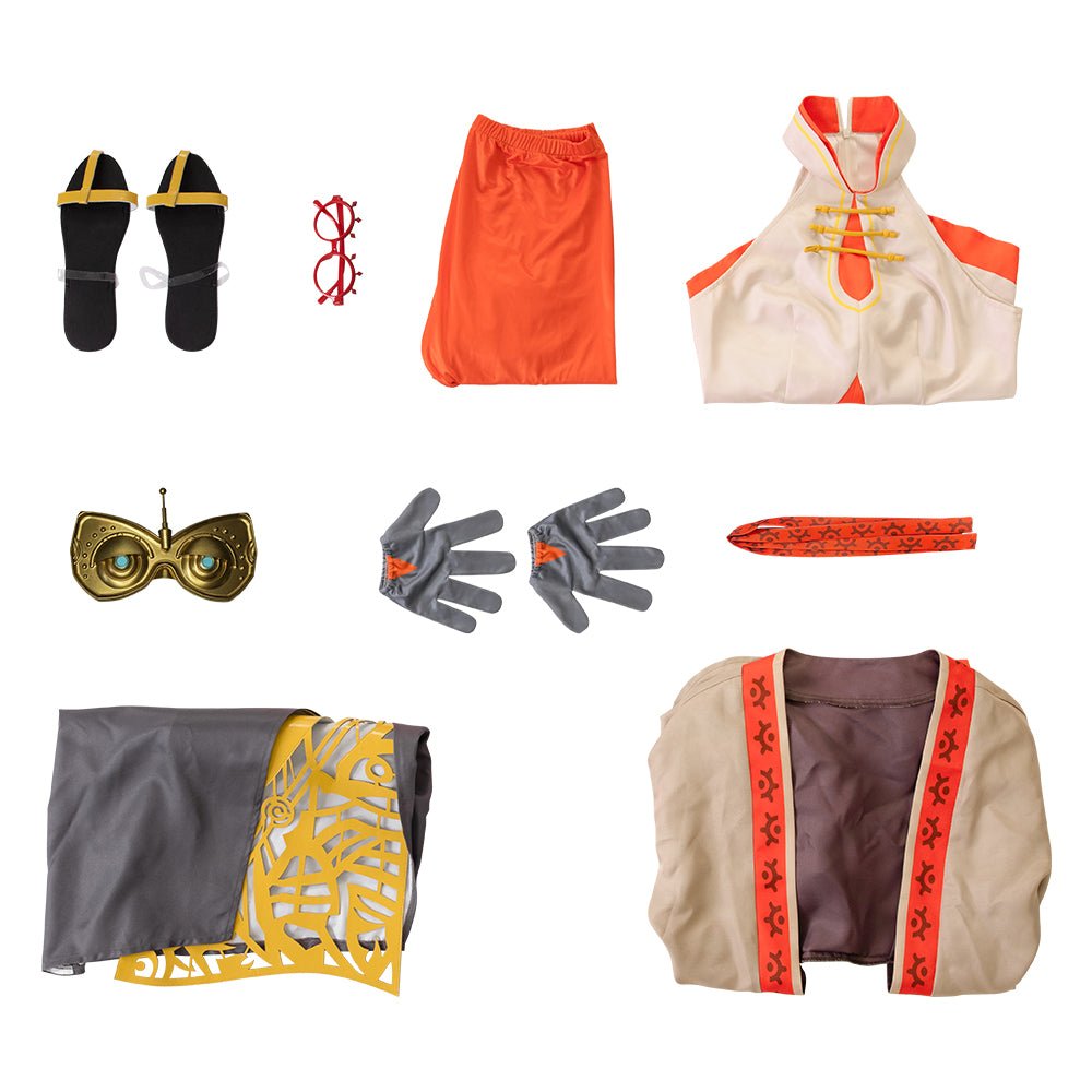 Costume Cosplay Purah Jeu - Tenue de Princesse avec Cape, Haut, Jupe et Accessoires