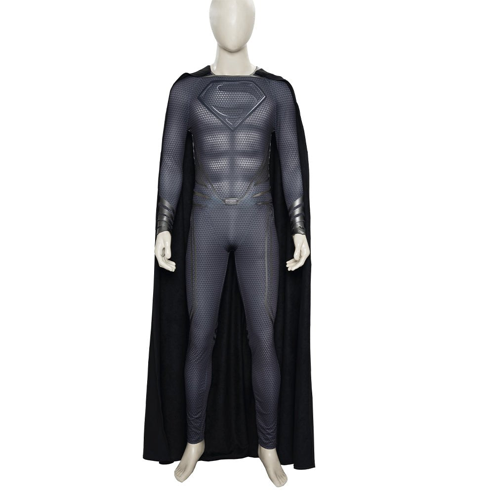 Costume Cosplay Clark Kent pour Hommes, Costume Noir, Cape, Bottes, Ensemble Complet Déguisement Halloween
