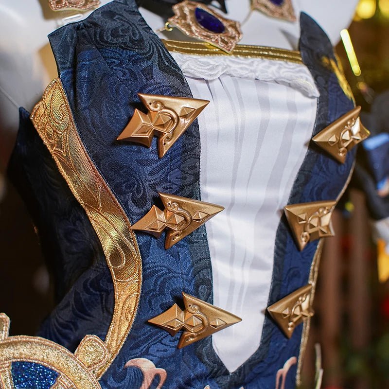 Costume Cosplay Genshin Impact Fontaine Navia Spina di Rosula Robe Steampunk avec Chapeau Déguisement Femme Halloween