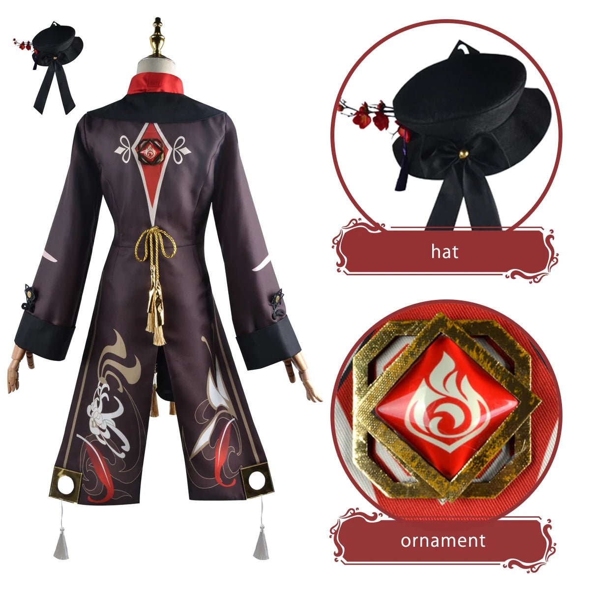 Perruque Cosplay Genshin Impact Hu Tao - Costume Anime Hutao pour Fêtes et Conventions