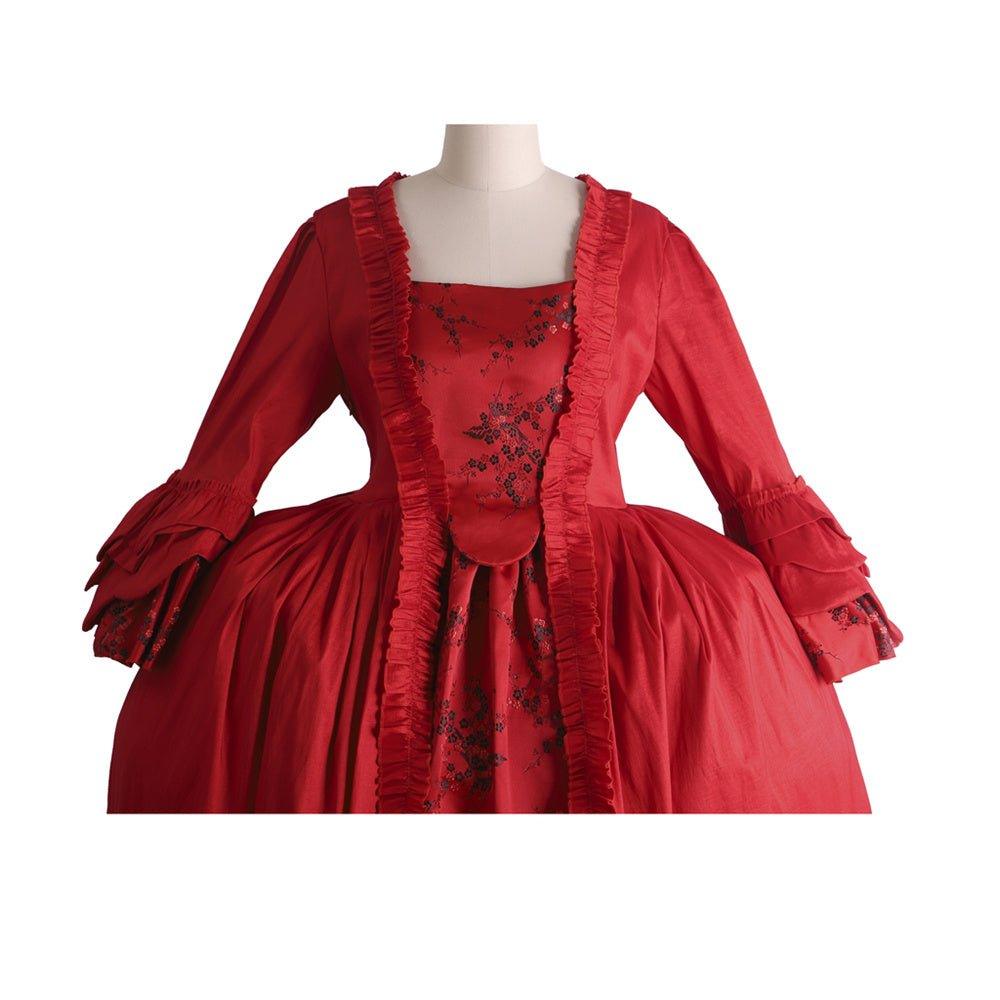 Robe Rococo Rouge du 18ème Siècle avec Dentelle - Style Majestueux Marie Antoinette de L'AniMirage