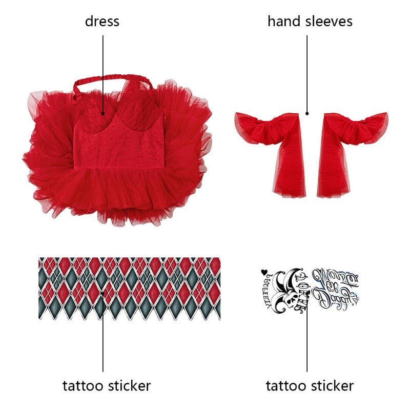 Costume Cosplay Harley Quinn Robe Rouge The Suicide Squad 2 Ensemble Complet pour Halloween