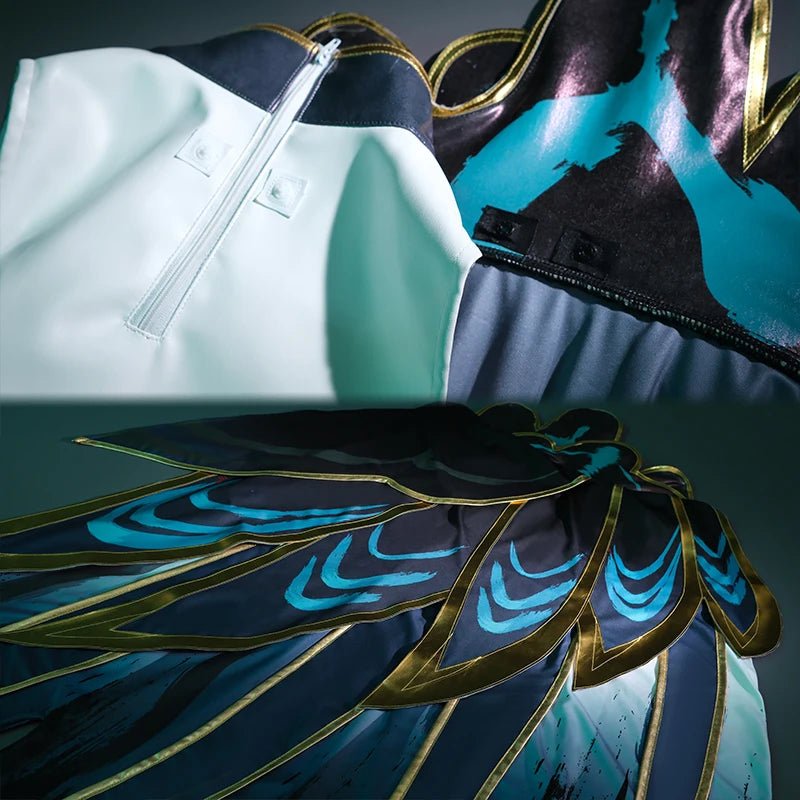 Costume Cosplay LOL Calligraphia Xayah Style Chinois Robe Halloween Femme avec Cape Nouveau Skin