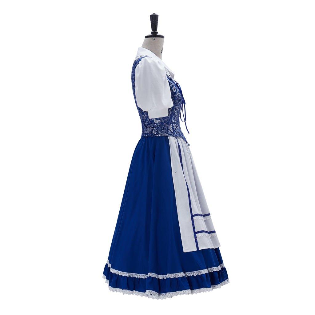 Costume Cosplay Princesse Belle - Robe Villageoise pour Femmes Robe de Servante Bleue