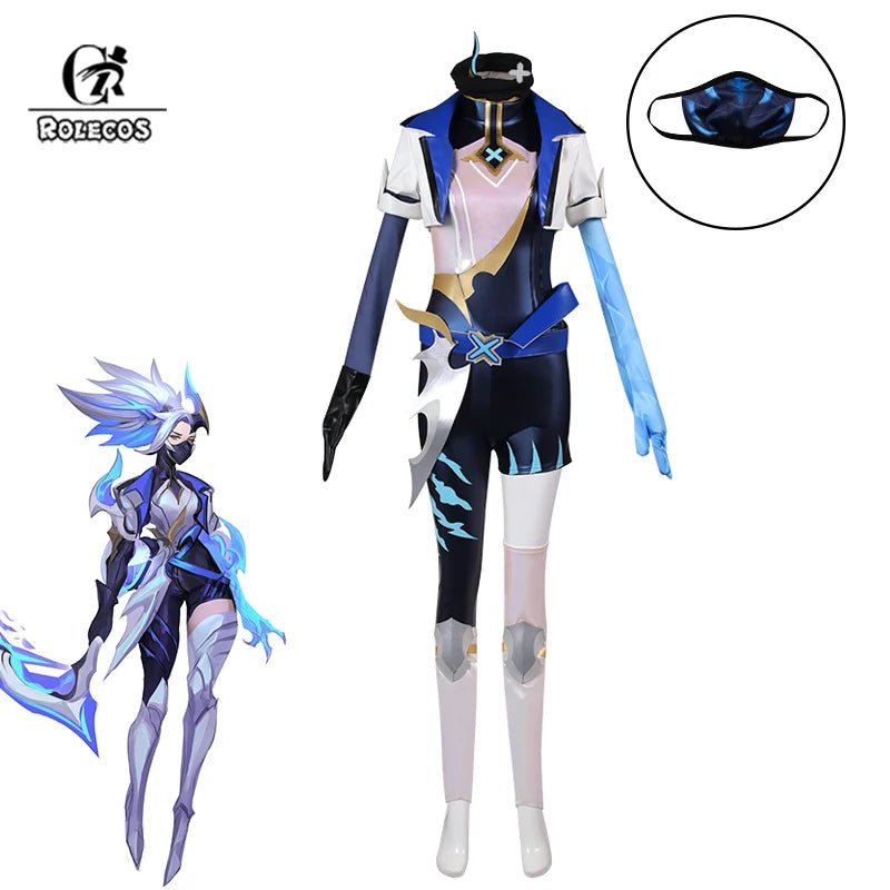 Costume Cosplay Akali DRX LOL pour Femme - Tenue de Championne LOL avec Masque
