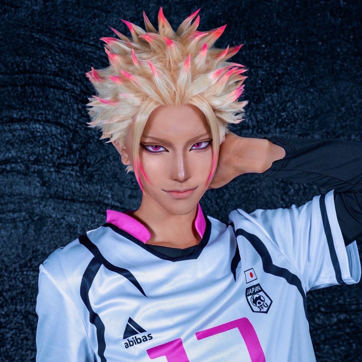 Perruque Cosplay Shidou Ryusei Blue Lock Football Rose Réseau Synthétique Ajustable Résistante à la Chaleur