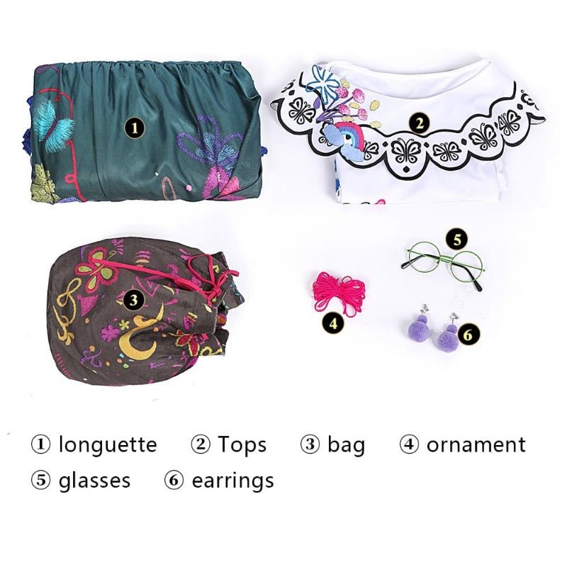 Robe Princesse Mirabel Encanto Costume Maison Magique pour Femme Halloween