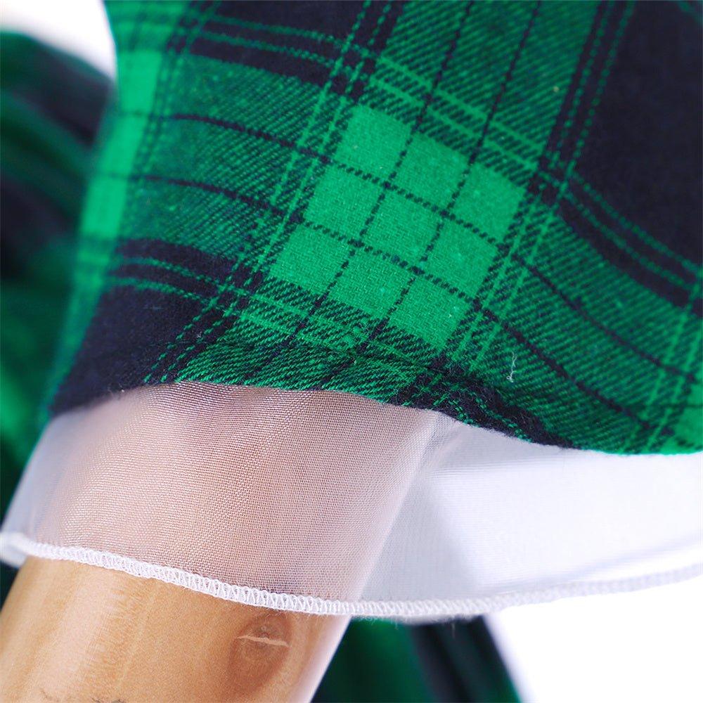 Robe Rococo Marie Antoinette du 18ème Siècle - Vert et Noir à Carreaux avec Dentelle