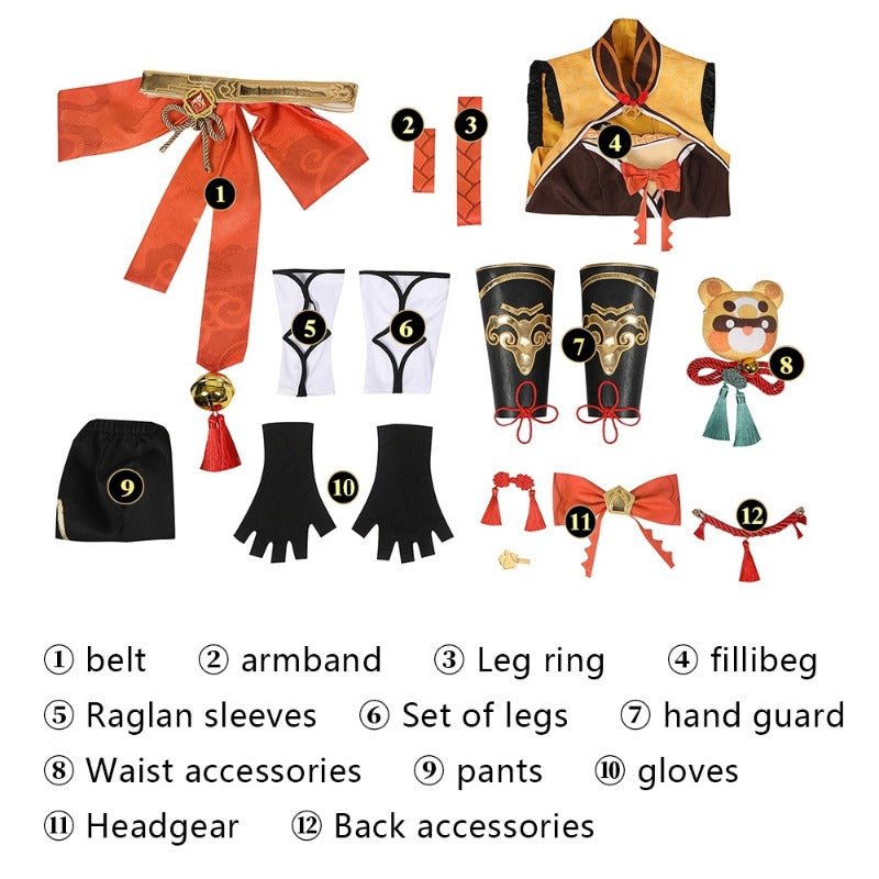 Costume Cosplay Genshin Impact Xiangling pour Carnaval Halloween Femme