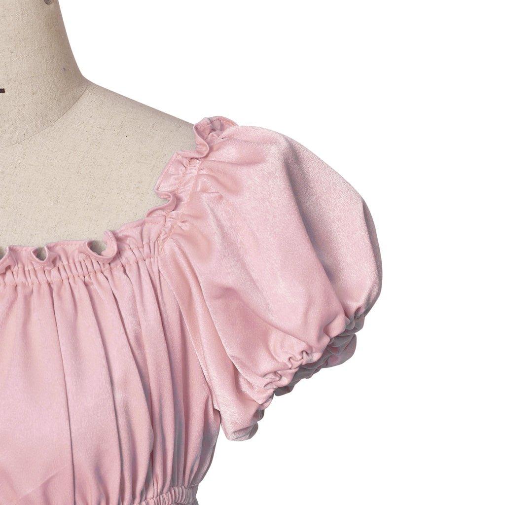 Robe Empire Médiévale Traditionnelle - Costume Bridgerton en Tissu Soieux Rose