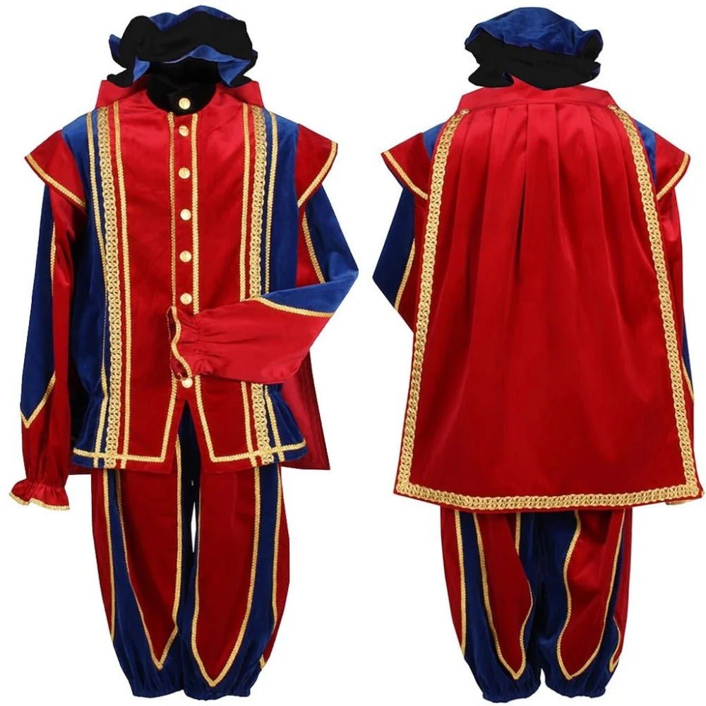 Costume Cosplay Pierre Noir pour Hommes - Costume de Festival en Velours Tudor avec Robe à Ballon