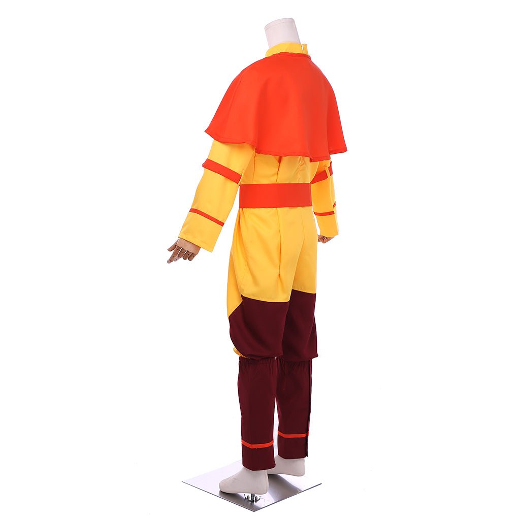 Costume Cosplay Avatar Aang Le Dernier Maître de l'Air - Tunique Jaune avec Cape Rouge