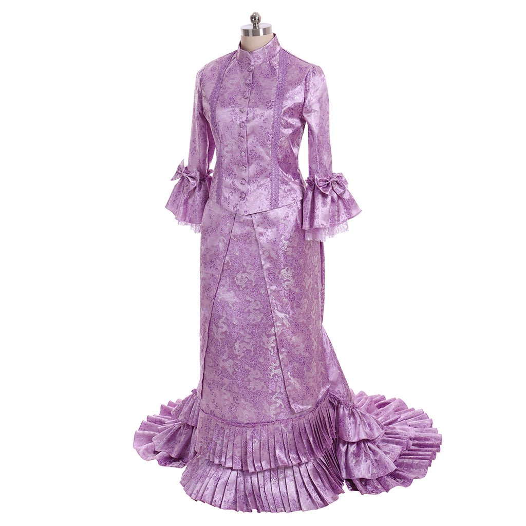 Robe Victorienne à Tournure | Robe Gothique Médiévale Violette pour Cosplay