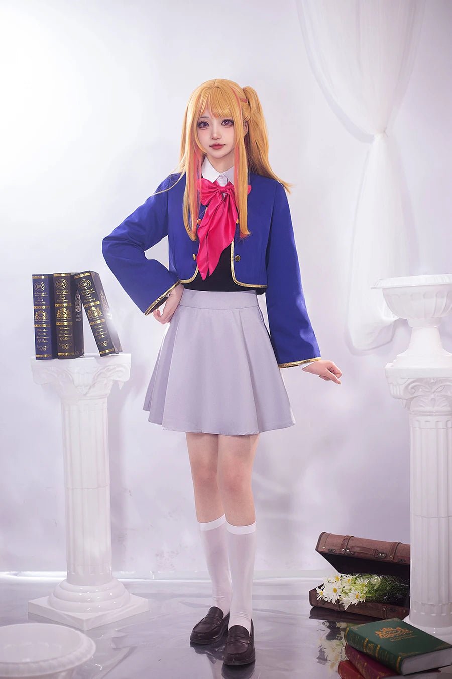 Costume Cosplay Ruby Hoshino Oshi no Ko - Uniforme Scolaire, Perruque et Ensemble Complet