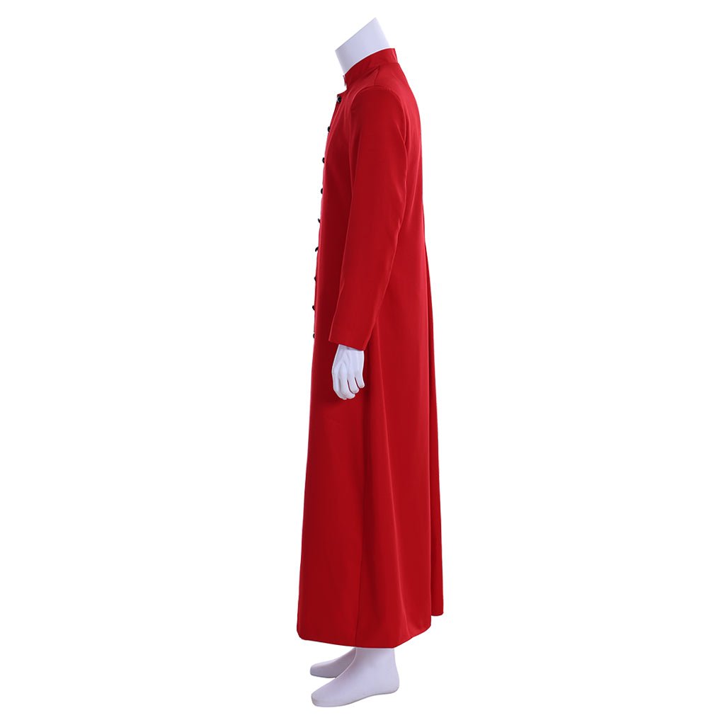 Robe de prêtre rouge pour hommes - Costume de clergé avec col droit - Vestments liturgiques