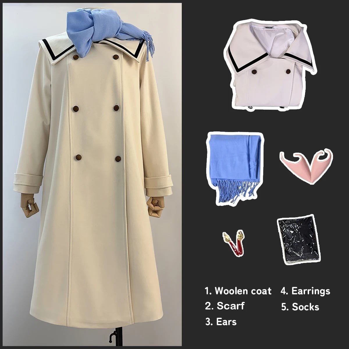 Costume Cosplay Frieren Au-Delà du Voyage Manteau d'Hiver Robe Perruque
