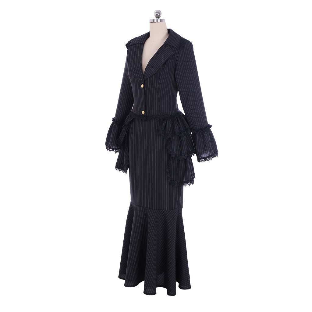 Robe Gothique Victorienne Noire avec Corset et Jupon Bustier | Costume Belle du Sud de la Guerre Civile