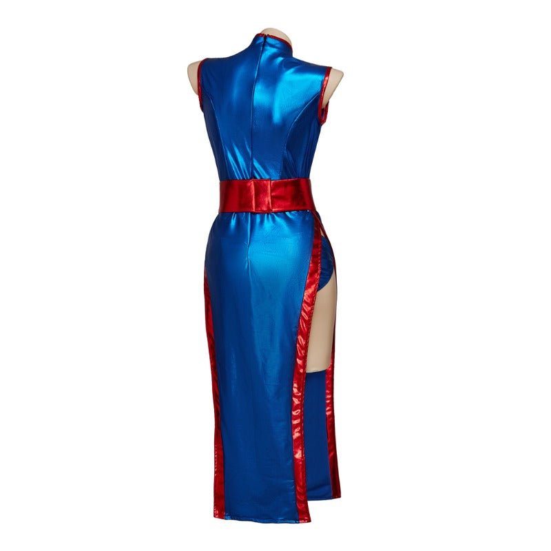 Costume Cosplay Chichi Dragon Ball - Robe Cheongsam Bleu Sexy