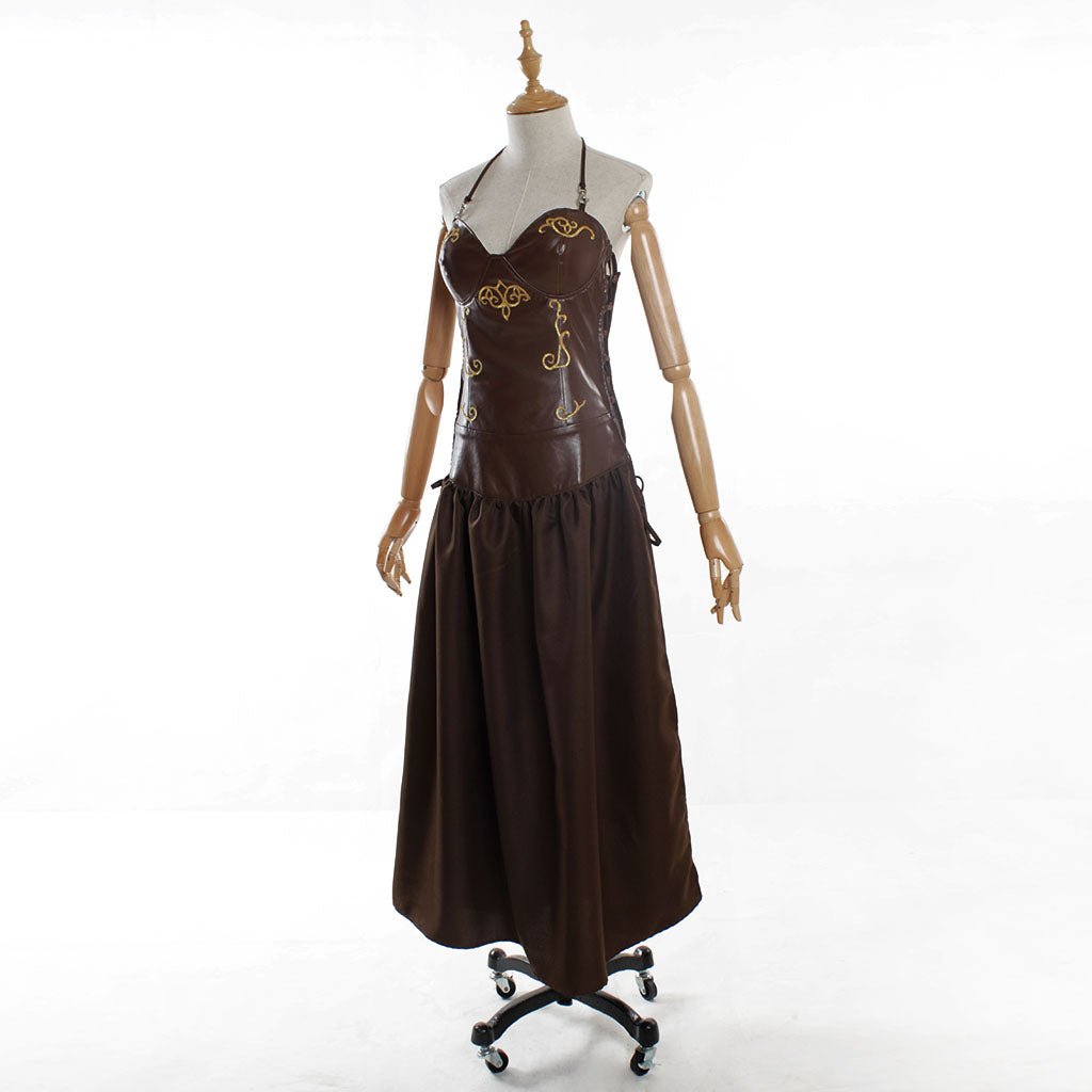 Robe de Cour Vintage Halloween Épaule Dénudée Corset Smockée Tunique Sans Manches Costume de Masquerade