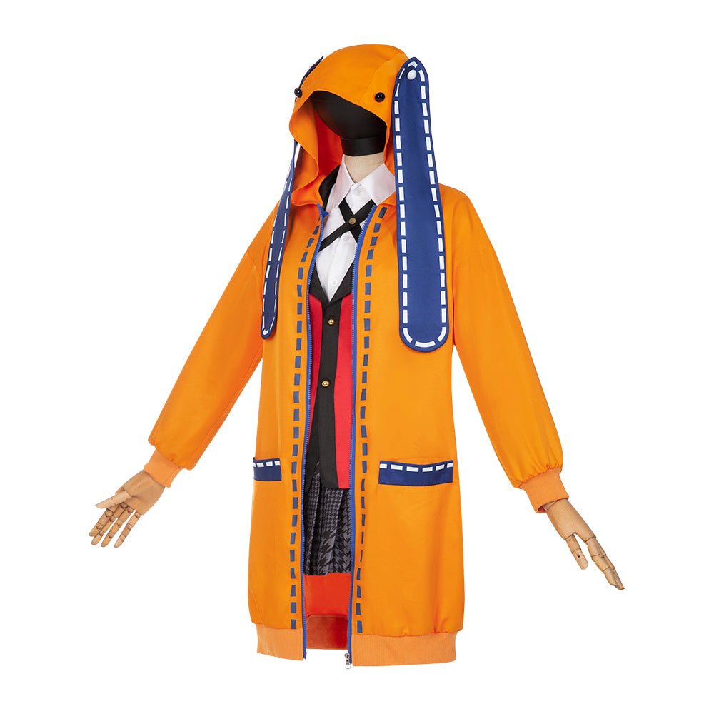 Costume Cosplay Jabami Yumeko Kakegurui pour Femmes - Robe Noire, Perruque et Bas Rayés