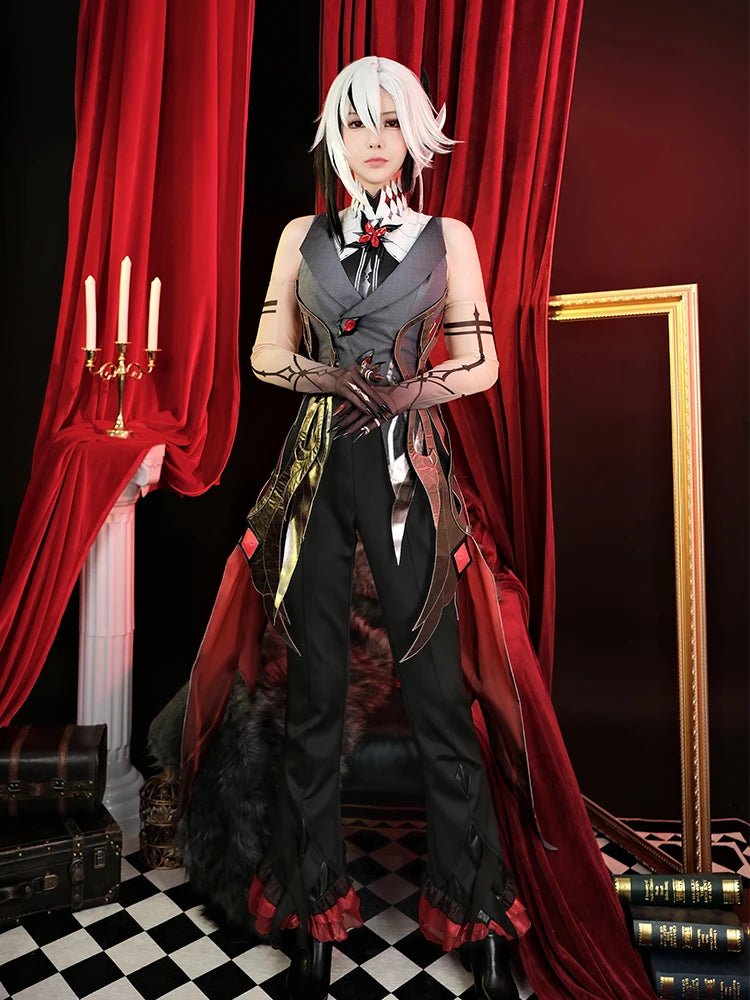 Costume Cosplay Arlecchino Genshin Impact Fatui Servante Snezhnaya Arlecchino Le Valet Costume Halloween Uniforme Homme