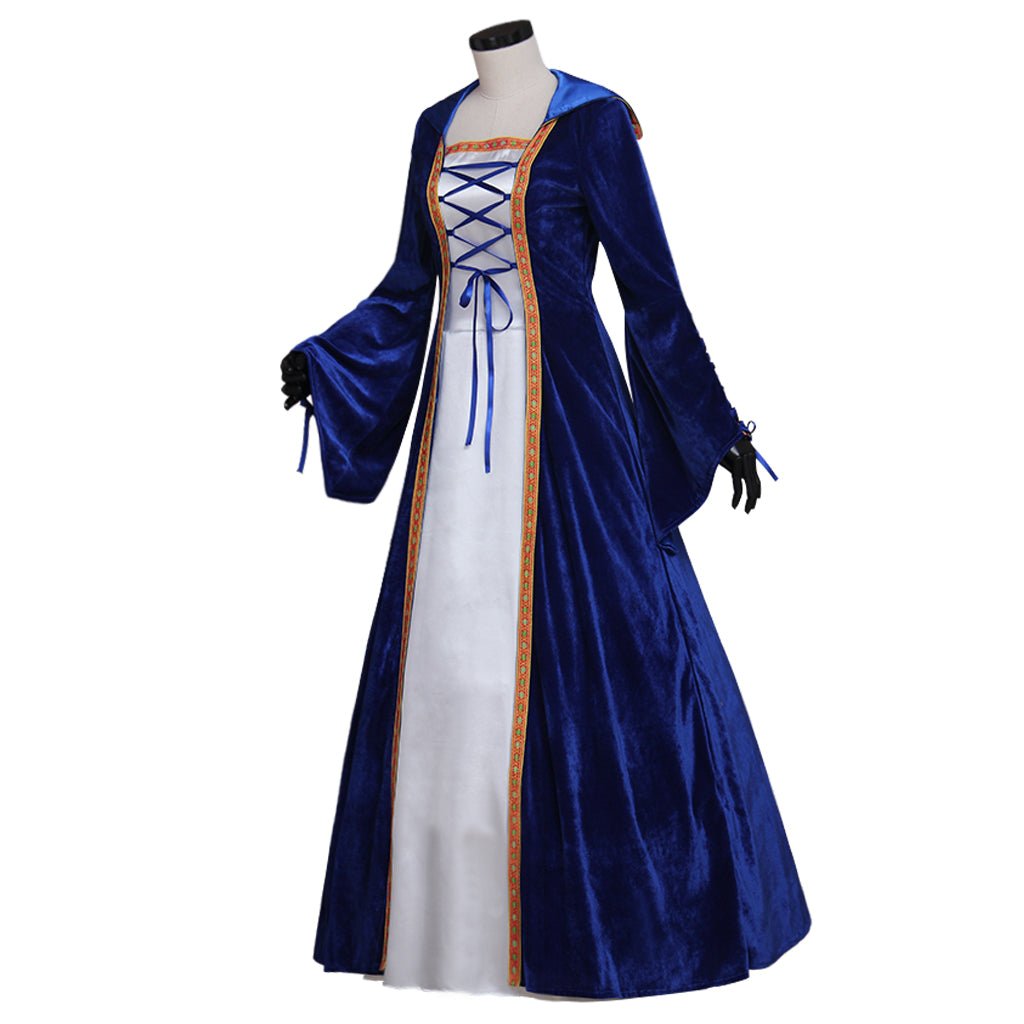 Robe Princesse Médiévale Retro Sud Costume Cosplay Noble Femme avec Manches Cloches
