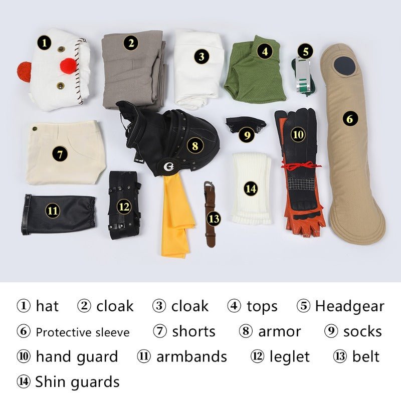 Costume Cosplay FF Yuffie Kisaragi Cape Manteau Ensemble Deux Pièces avec Chapeau pour Fans de Final Fantasy