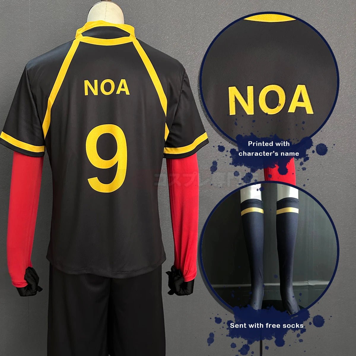 Costume Cosplay Noel Noa Blue Lock Bastard Munchen Rouge NO.9 - Uniforme de Football