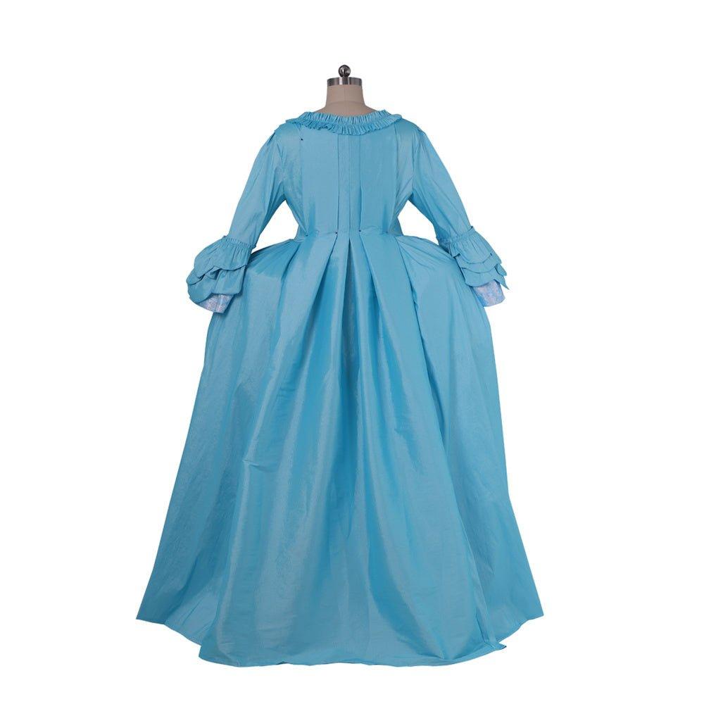 Robe Rococo Bleu Azur du 18e Siècle - Broderie et Dentelle de L'AniMirage