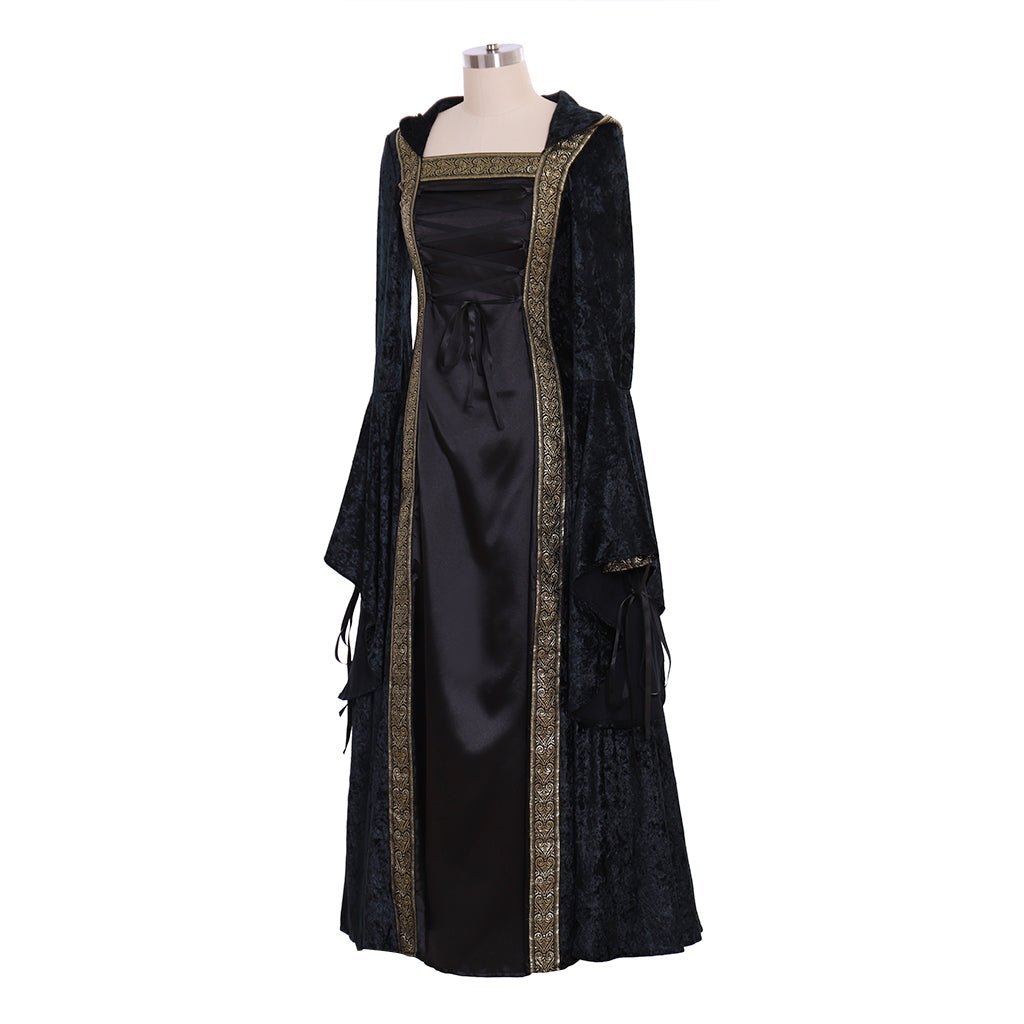 Robe de bal en velours noir médiéval Renaissance Costume Cosplay Fait sur Mesure