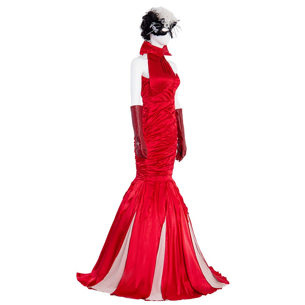 Costume Cosplay Cruella Femme, Robe Rouge pour Fête d'Halloween, Personnalisé