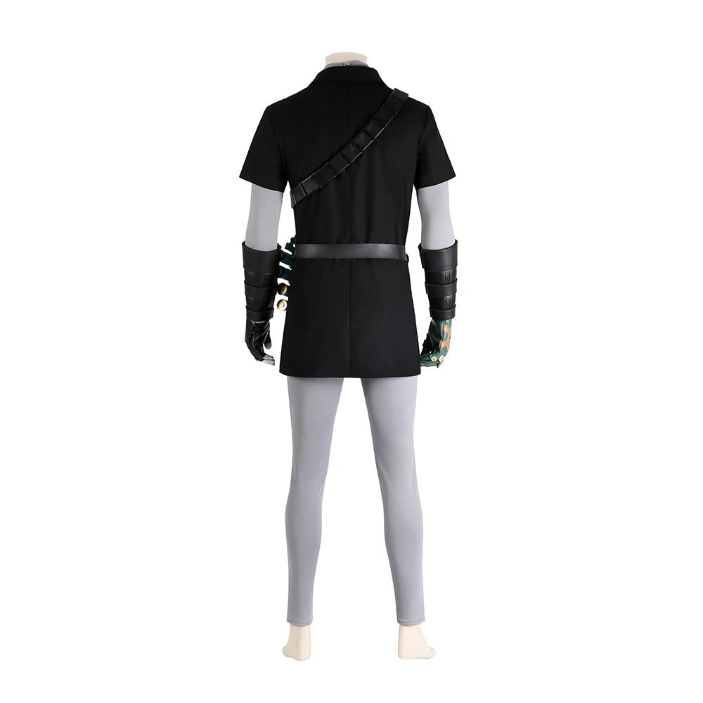 Costume Cosplay Zelda Guerrier Noir Complet pour Hommes - Uniforme de Bataille Noir pour Halloween, Carnaval et Fêtes