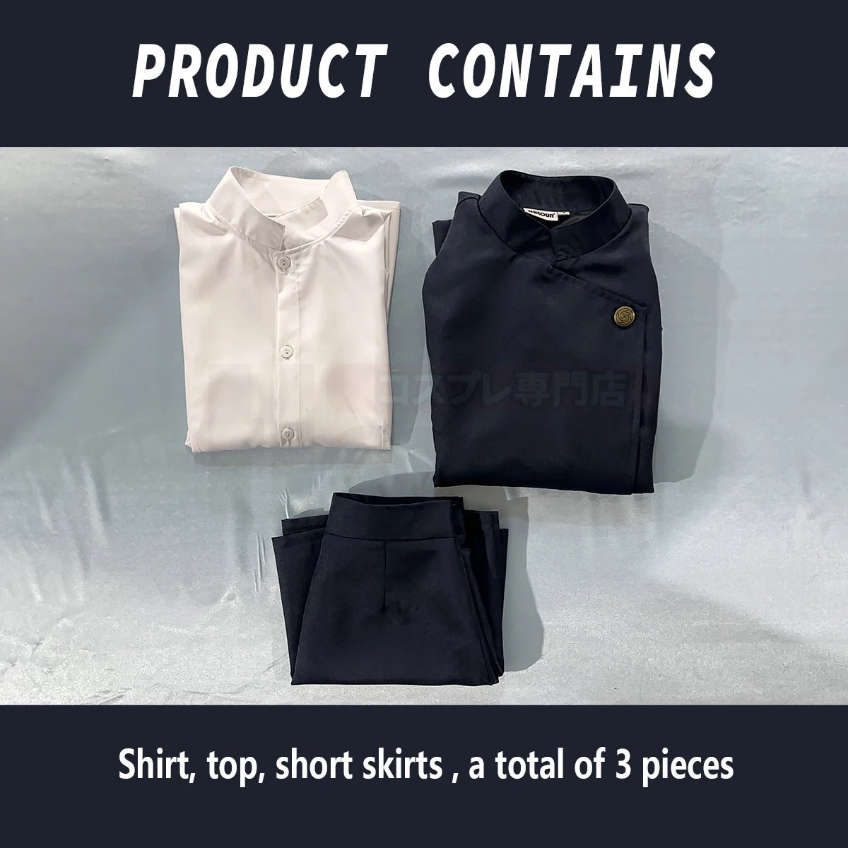 Costume Cosplay Maki Zenin Jujutsu Kaisen - Perruque, Veste Bleu Foncé et Jupe