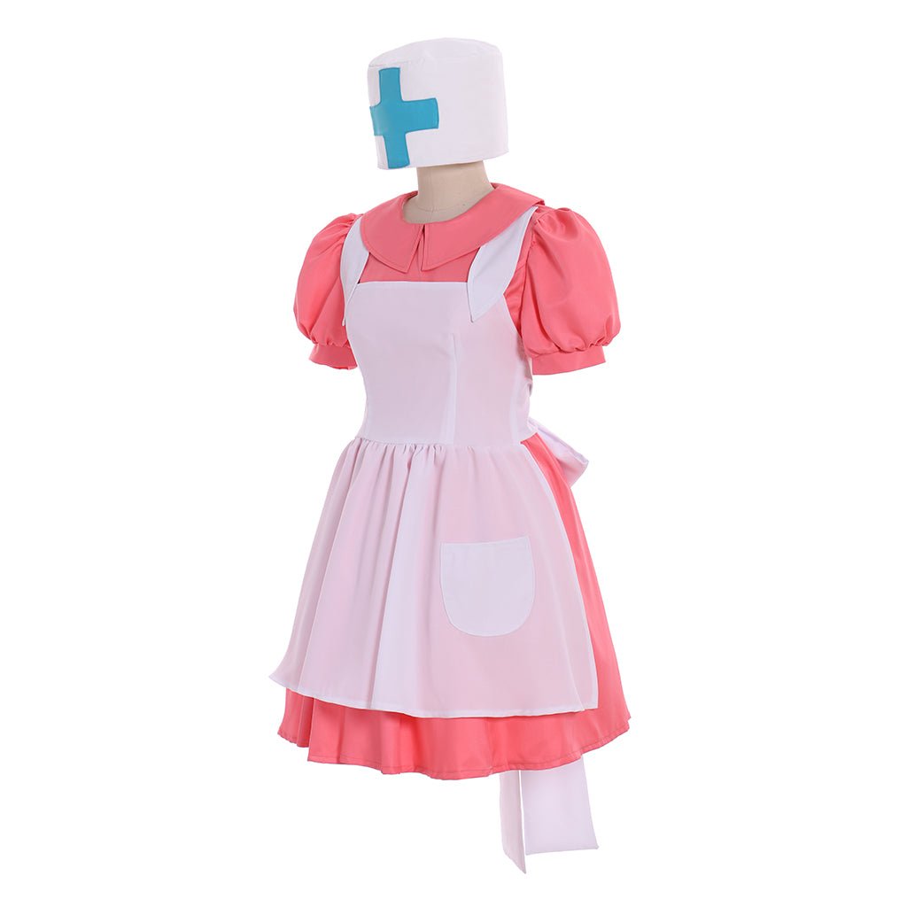 Costume Cosplay Infirmière Joie pour Femmes – Robe Rose avec Chapeau Inspiré de l'Anime