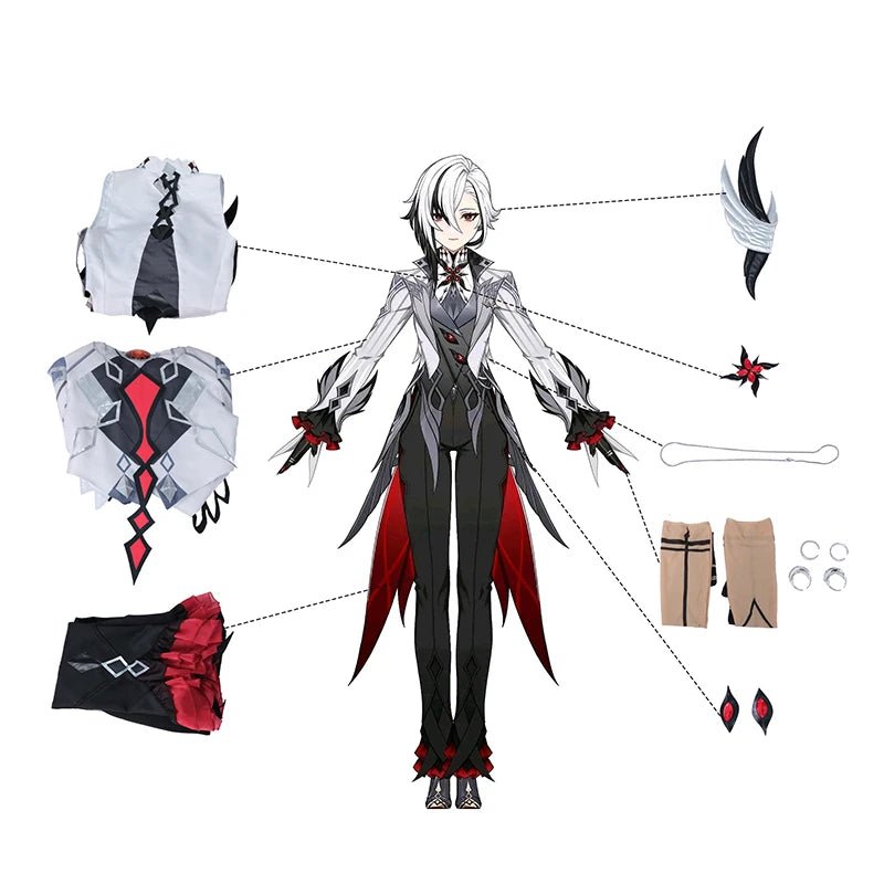 Costume Cosplay Arlecchino Genshin Impact Fatui Servante Snezhnaya Arlecchino Le Valet Costume Halloween Uniforme Homme