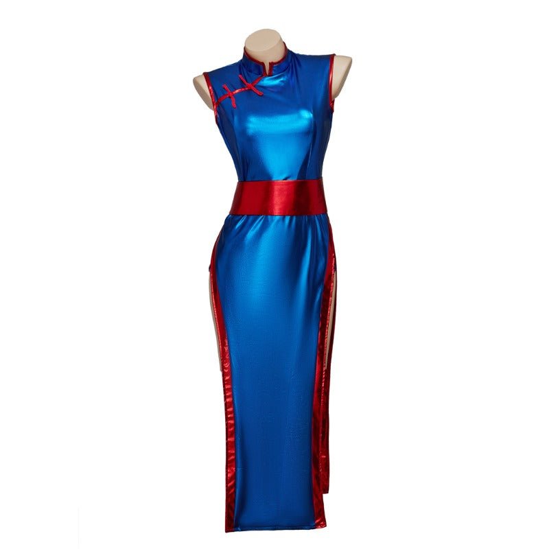 Costume Cosplay Chichi Dragon Ball - Robe Cheongsam Bleu Sexy