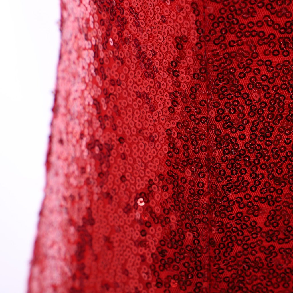 Robe Cosplay Jessica Rabbit Rouge Pailletée avec Fente Haute et Gants Violets